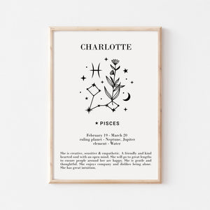 Pisces star sign Zodiac print