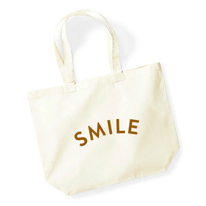 Smile cotton canvas reusable shopping bag