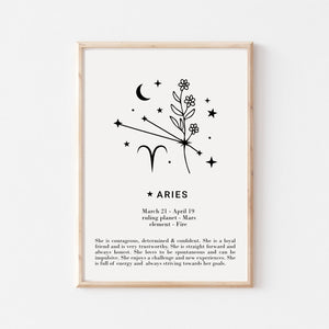 Aries Zodiac star sign print