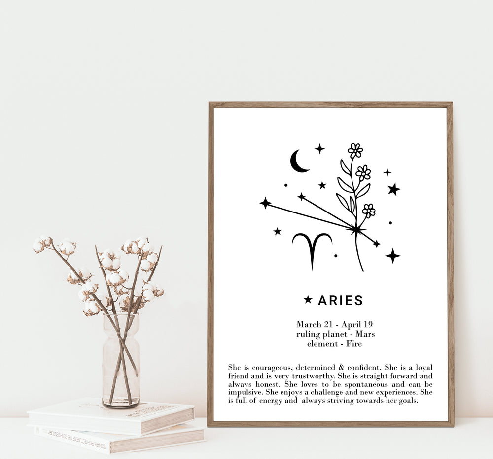 Aries Zodiac star sign print