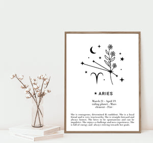 Aries Zodiac star sign print