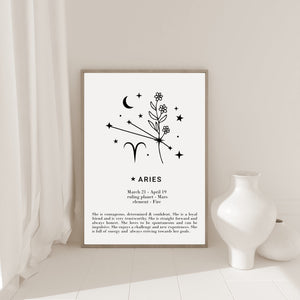 Aries Zodiac star sign print