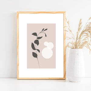 Modern leaves print - Minimal leaves art print - Abstract boho print - Scandi boho art print - living room decor - bedroom art print