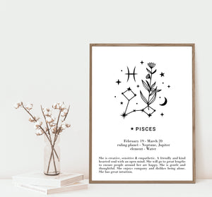 Pisces star sign Zodiac print